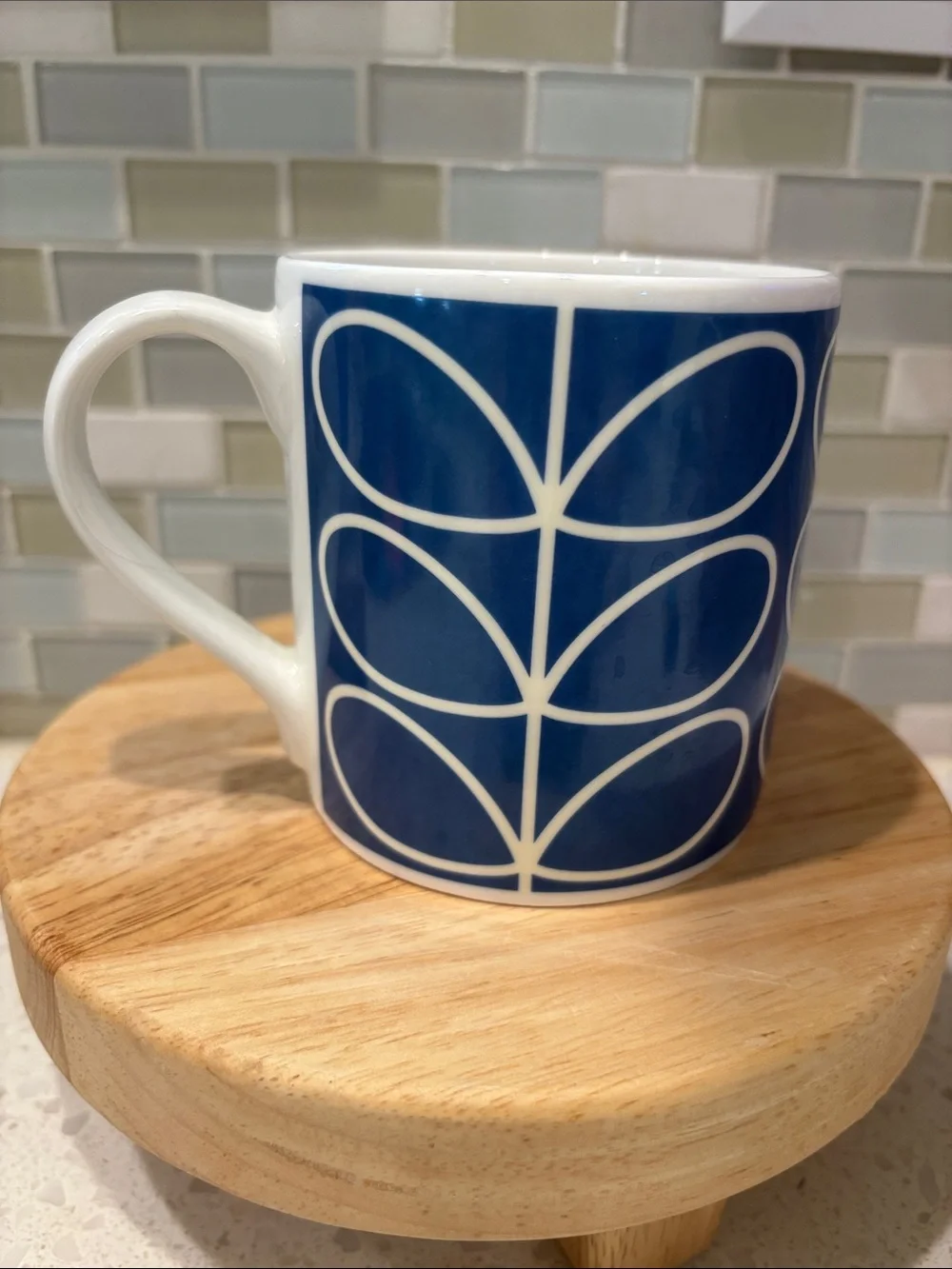 Orla Kiely Blue Linear Stem Bone China Mug 350ml NWOT